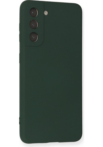 Samsung Galaxy S21 Kılıf Nano Içi Kadife Silikon - Koyu Yeşil