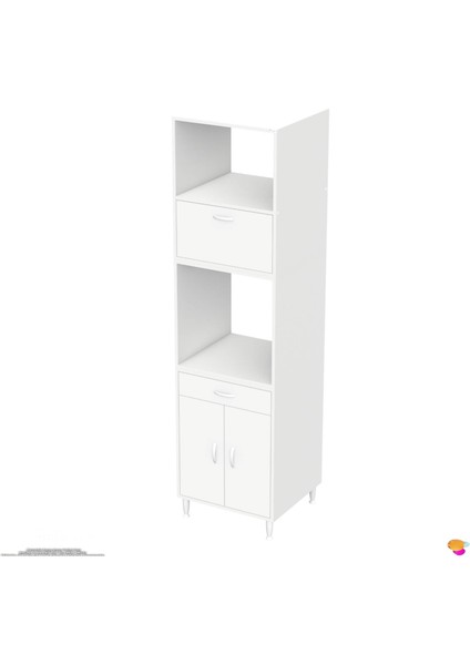 Aden Ankastre Dolap: Tek Çekmece, 3 Kapak, 4 Göz Raflı Mutfak, Kiler Dolabı Beyaz 60X239.7X56 cm indirimleri