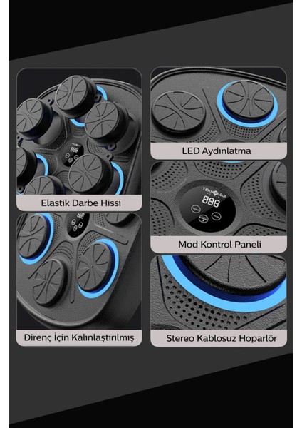 Boks Eğitim Makinesi Rgb Müzikli Bluetooth Hoparlör Genç Yetişkin Boks Egzersizi Eldiven Hediyeli fiyatları