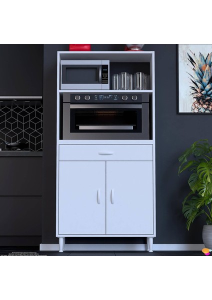 Alp Mutfak Fırın Dolabı 75 cm Beyaz Dolap Mini/midi Mikrodalga Mutfak Dolabı 75X163,4X32.5 cm