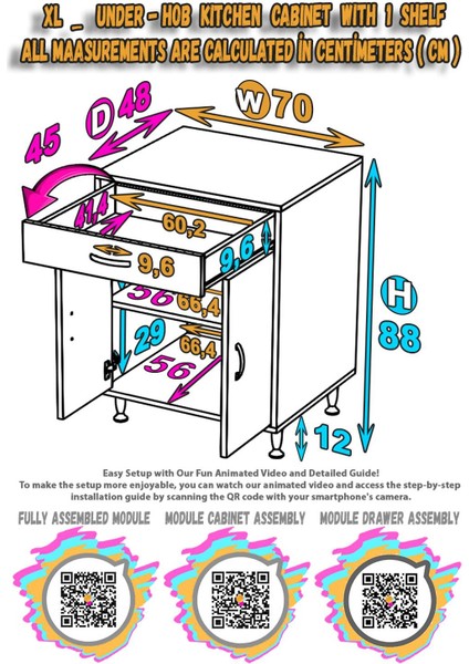 Milas (Xl) Mutfak Dolabı Set Ocak Altı Dolap Mutfak Dolabı 2 Bölme Beyaz Dolap 70X88X48 cm indirimleri