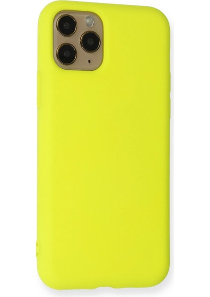 iPhone 11 Pro Kılıf Nano Içi Kadife Silikon - Sarı