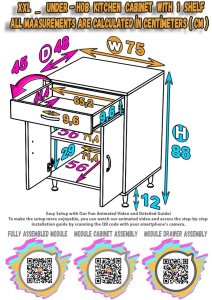 Milas (Xxl) Mutfak Dolabı Set Ocak Altı Dolap Mutfak Dolabı 2 Bölme Beyaz Dolap 75X88X48 cm indirimleri