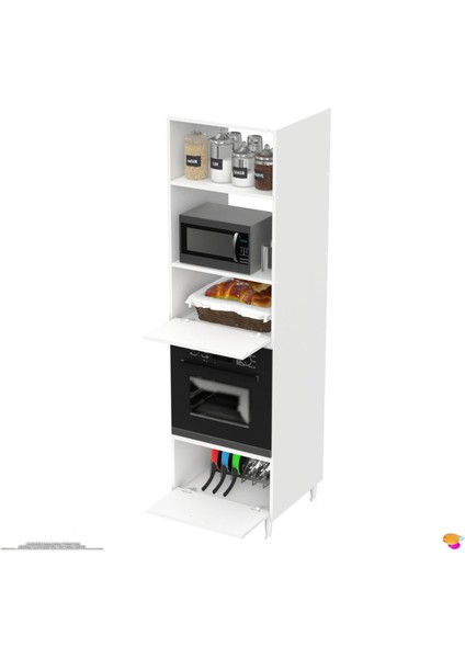 Side Ankastre Çift Kapaklı Mini/midi Mikrodalga Fırın Dolabı Beyaz Dolap 60X217X56 cm fırsatları