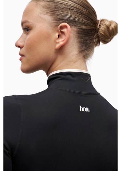 Base Contrast Trim Zip Up Jacket Şekillendirici Kontrast Detaylı Kadın Ceket