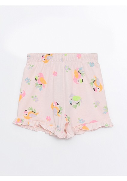 Yeni Sezon Beli Lastikli Baskılı Kız Bebek Şort