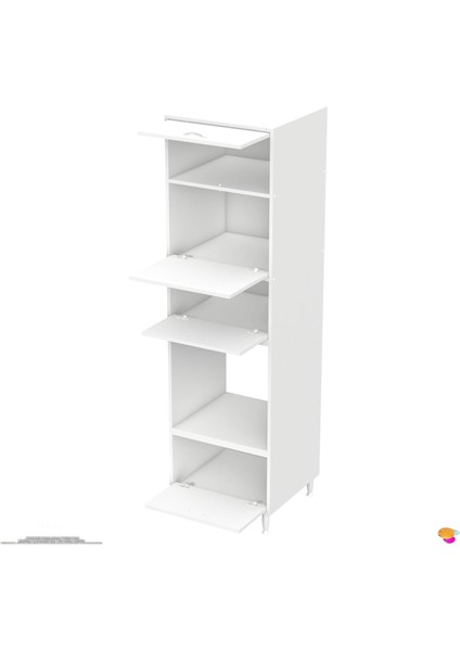 Liva Kiler Mutfak Dolabı Ankastre Fırın Dolabı 4 Kapaklı Ekmeklik Bölmeli Beyaz Dolap 60X217X56 cm