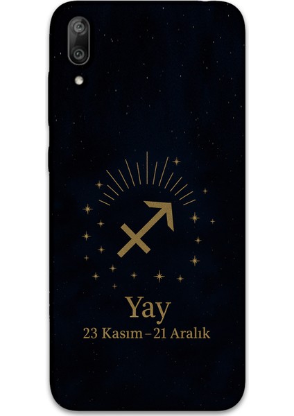 Huawei Y7 Prime 2019 Uyumlu Yay Burcu Desenli Telefon Kılıfı + Ekran Koruyucu - 5776