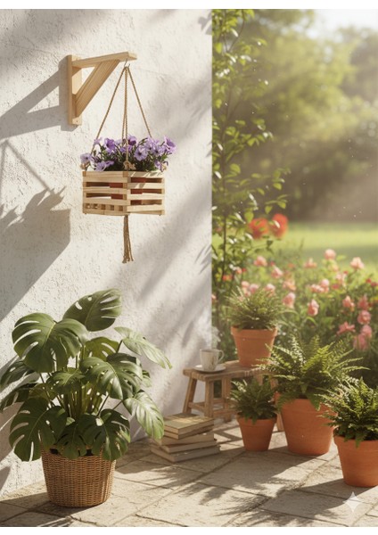 Halatlı Ahşap Çiçeklik fiyatları