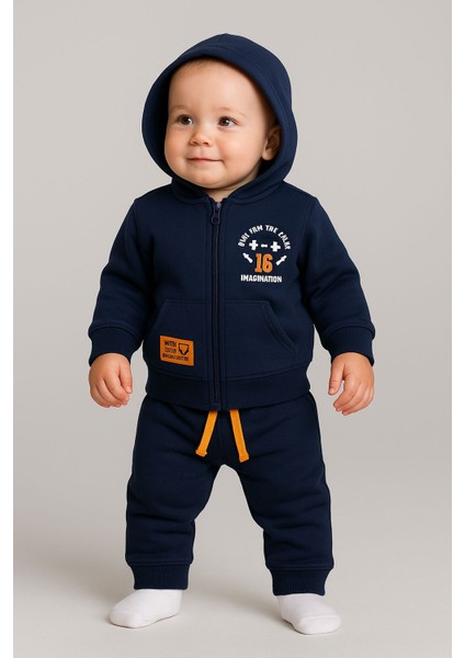 Erkek Bebek Ceketli Eşofman Takımı 2'li Alt Üst Takım Pamuklu Kumaş