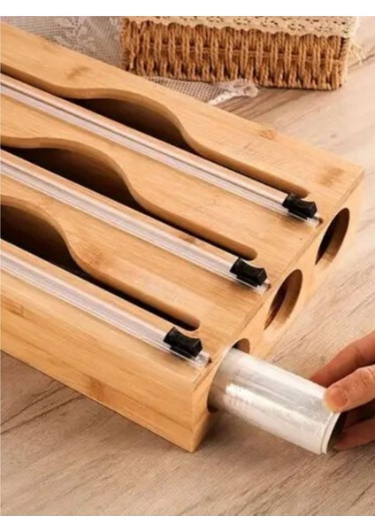 Premium Bambu 3'lü Streç Folyo Kutusu 33.5 cm X21.5 cm X8 cm fırsatları