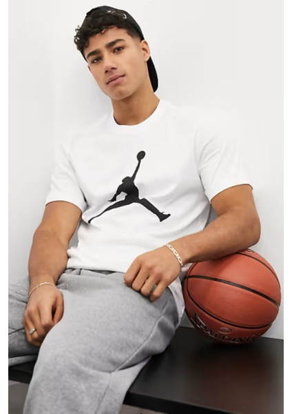 Jordan Jumpman Short-Sleeve Pamuklu Beyaz Erkek Tişört