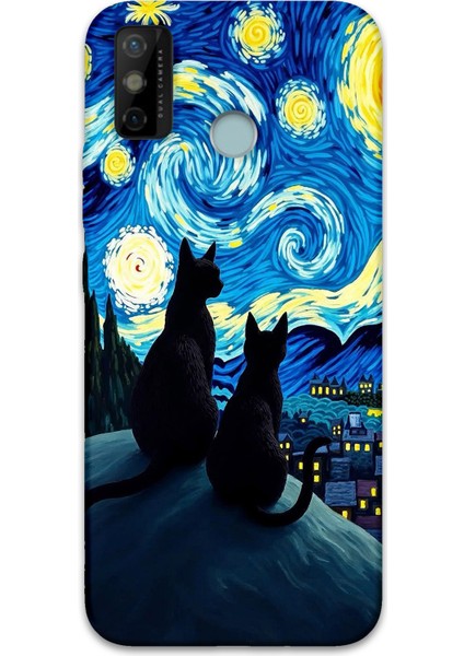 Tecno Spark 6 Go Uyumlu Kedi Desenli Telefon Kılıfı + Ekran Koruyucu - 5782
