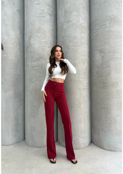 Önü Cumalı Ithal Krep Pantolon