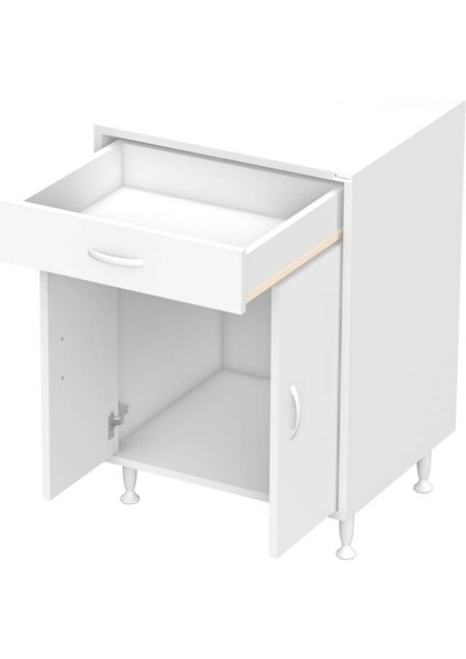 Asel (L) Set Ocak Altı Dolap Çekmeceli ve Kapaklı Mutfak Dolabı ve 1 Gözlü Tüp Bölmeli 65X88X56 cm