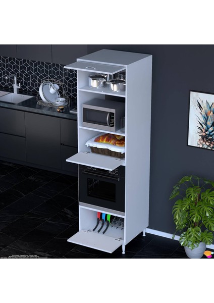 Robi Ankastre Dolabı 3 Kapaklı Mini/midi Mikrodalga Mutfak Fırın Dolabı Beyaz Dolap 60X217X56 cm fırsatları