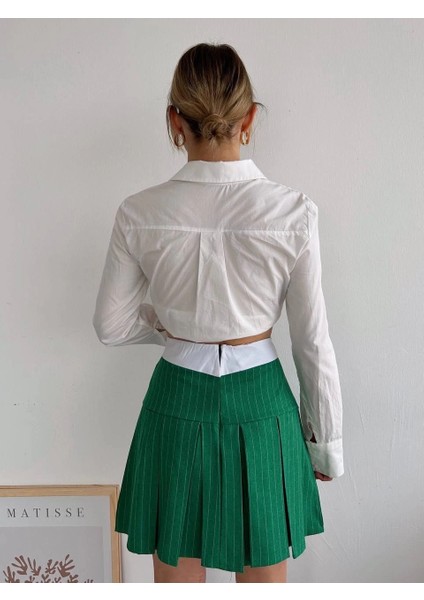 Çizgili Pileli Etek S24-1013 fırsatları