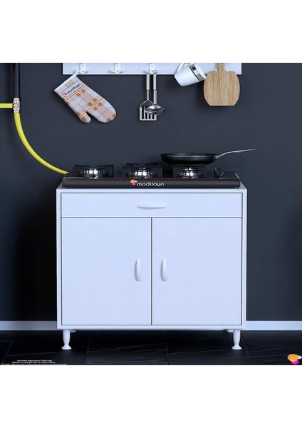 Milas (Xxl) Set Ocak Altı Dolap Kapaklı Mutfak Dolabı 2 Göz Raf Bölme Beyaz Dolap 75X88X56 cm fırsatları