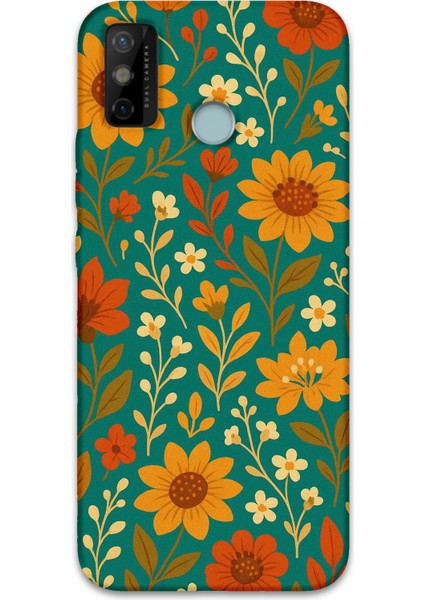 Tecno Spark 6 Go Uyumlu Çiçek Desenli Telefon Kılıfı + Ekran Koruyucu - 5786