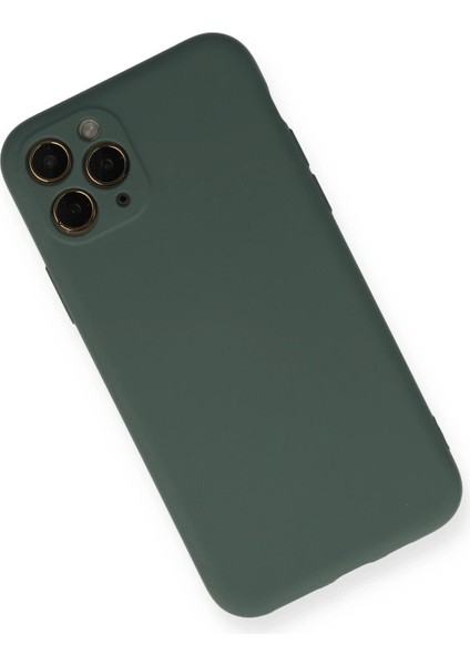 iPhone 11 Pro Kılıf Nano Içi Kadife Silikon - Koyu Yeşil