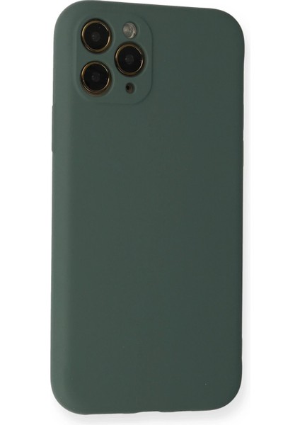 iPhone 11 Pro Kılıf Nano Içi Kadife Silikon - Koyu Yeşil