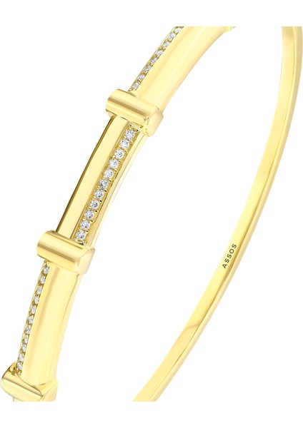 Taşlı Tasarım Altın Kelepçe - 14K