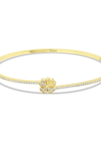 Yonca Figürlü Altın Kelepçe - 14K