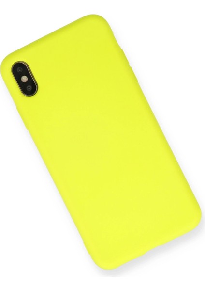 iPhone x Kılıf Nano Içi Kadife Silikon - Sarı