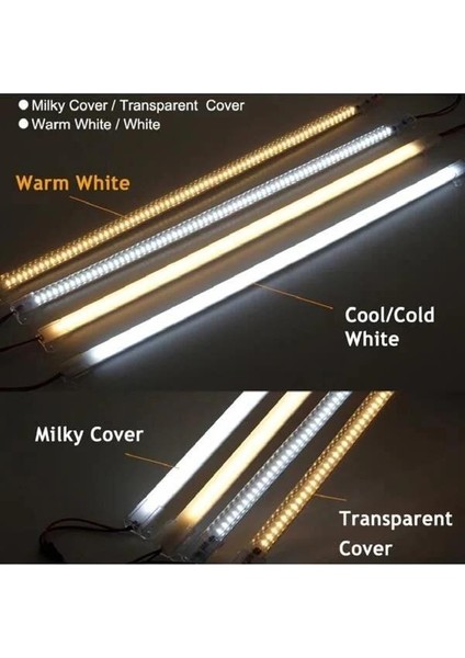220 Volt 4014 Çubuk LED Beyaz 6000-6500K-OPAK Cam 50 cm Kasalı Dim Edilebilir Bar LED 220V