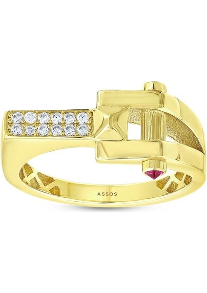 Taşlı Tasarım Altın Yüzük - 14K