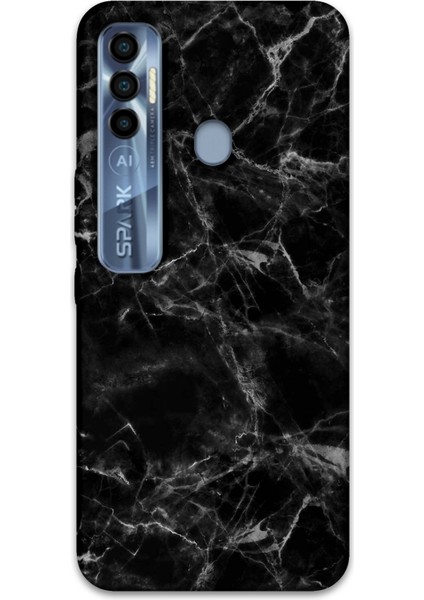 Tecno Spark 7 Pro Uyumlu Mermer Desenli Telefon Kılıfı + Ekran Koruyucu - 5815