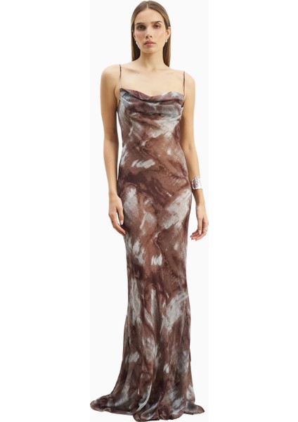 Ruched Chiffon Maxi Dress Kadın Elbise