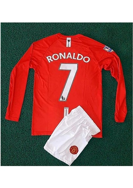Manchester/unitedd Moskova 2008 Sezonu Cristiano Ronaldo Uzun Kol Çocuk Forması 3'lü Set