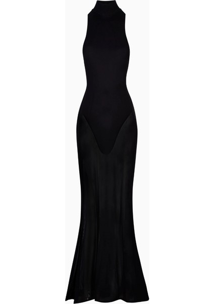 Sheer High Neck Racerback Gown Maxi Kadın Elbise fiyatları