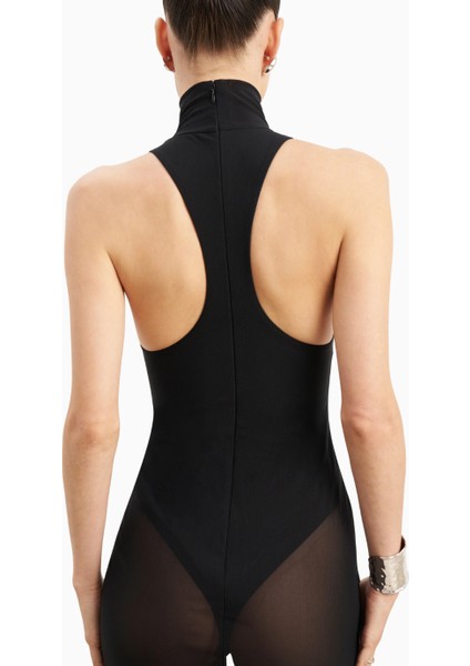 Sheer High Neck Racerback Gown Maxi Kadın Elbise fırsatları