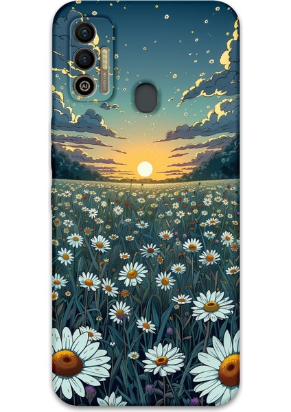 Tecno Spark 7t Uyumlu Çiçek Desenli Telefon Kılıfı + Ekran Koruyucu - 5792
