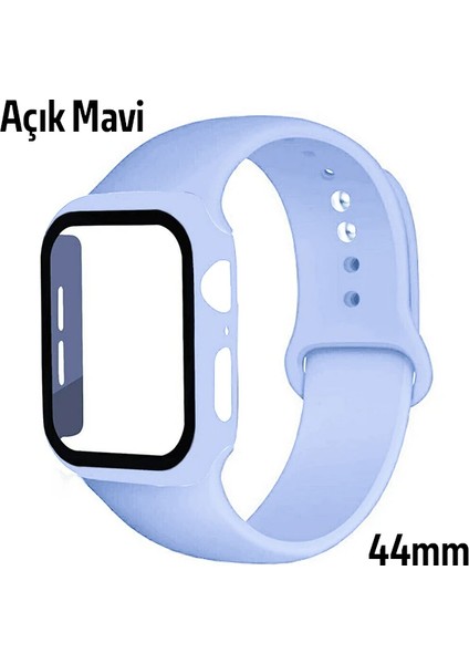 Ally Apple Watch 4-5-6 44MM Silikon Kordon Kayış ve Ekran Koruyucu KILIF-(5775) - T789G562-Z587 modelleri