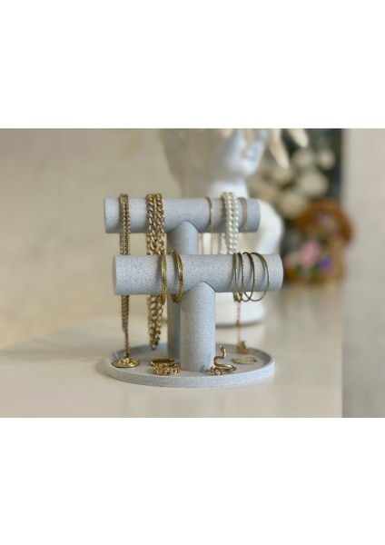 Modern 3D Takı Standı – Kolye, Bileklik ve Yüzük Organizeri (Dekoratif Masaüstü Stand)