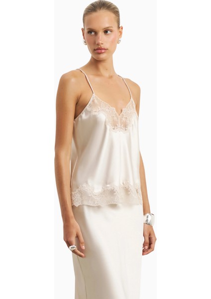 Satin Lace Detail Midi 90's Stil Flared Kadın Etek indirimleri