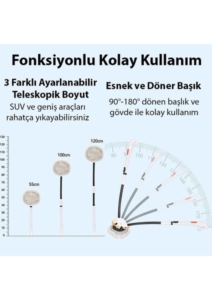 Ally LS-443 Teleskopik Mikrofiber Araba Yıkama Fırçası Uzun Saplı Fırçası Ot - T665G639-Z02 fırsatları