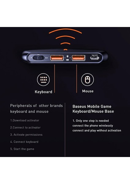 Baseus Gamo GA01 Mobile Oyun Adaptörü Klavye &amp;mouse Bağlantı ADAPTÖRÜ-(577 - T356G255-Z80 modelleri
