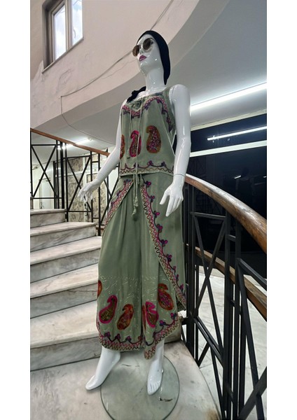 Otantik Nakış Işlemeli Harem Şalvar Pantolon Buluz Takım fırsatları