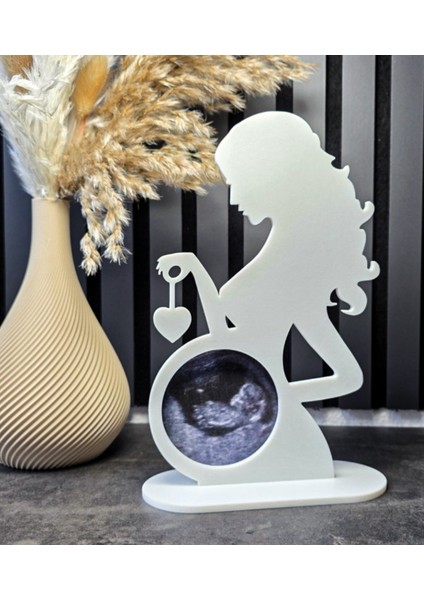 - Anne Silüeti Ultrason Fotoğraf Çerçevesi – Hamile Anı Çerçevesi – 3D Baskı Dekoratif Hediye