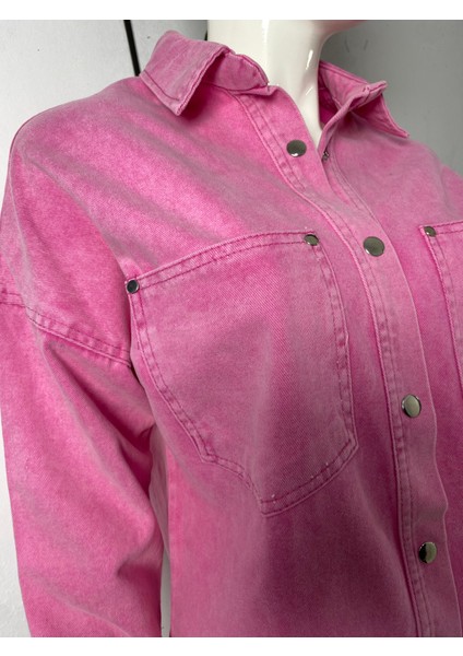 Kadifemsi Kot Kumaş Pembe Gömlek Ceket modelleri