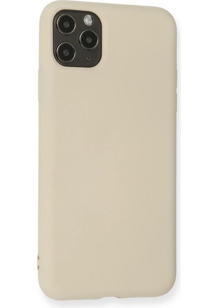 iPhone 11 Pro Max Kılıf Nano Içi Kadife Silikon - Bej