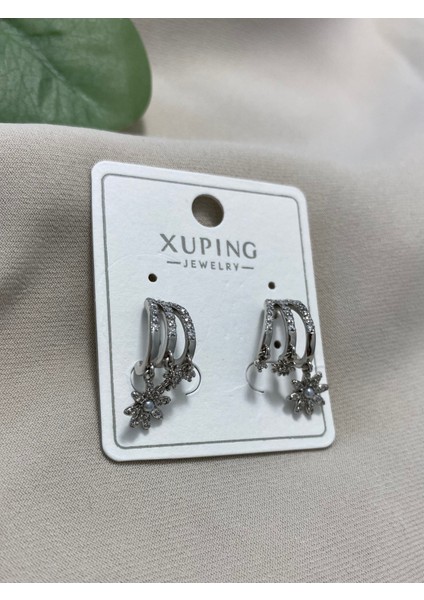 Xuping Rodyum Kaplama Hediyelik Suya Dayanıklı Kadın Halka Şık Modern Taşlı Zarif Küpe Parlak Görünüm Minimal Küpe Günlük Kullanım Için Ideal fiyatları