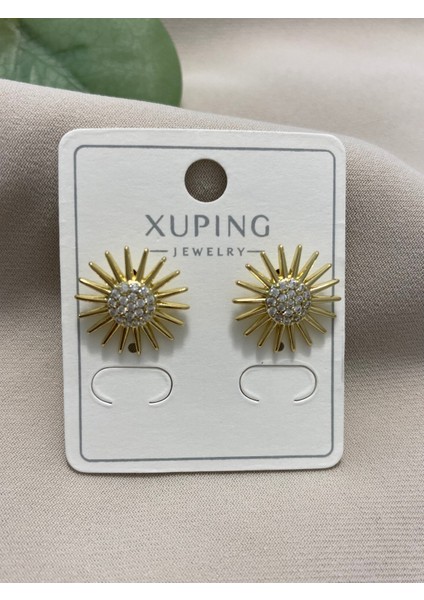 Xuping küpe 14K Altın Kaplama Hediyelik Suya Dayanıklı Kadın Küpe Gold Güneş Şık Modern Taşlı Zarif Parlak Görünüm Minimal Gold Günlük Kullanım Için Ideal