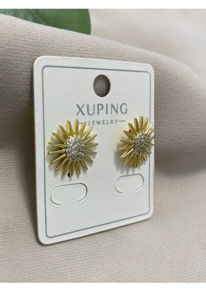 Xuping küpe 14K Altın Kaplama Hediyelik Suya Dayanıklı Kadın Küpe Gold Güneş Şık Modern Taşlı Zarif Parlak Görünüm Minimal Gold Günlük Kullanım Için Ideal fiyatları