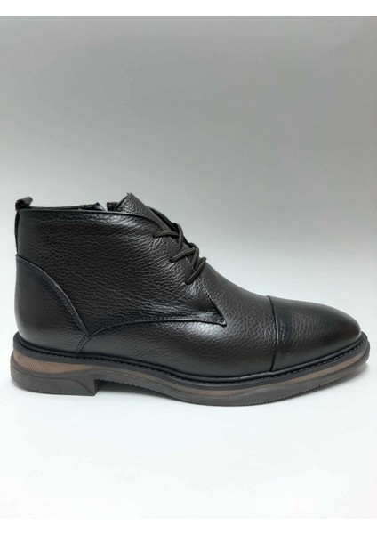 Hakiki Deri Kahverengi Fermuarlı Bağcıklı Içi Tüylü Klasik Erkek Kışlık Bot C-98301456MRTT