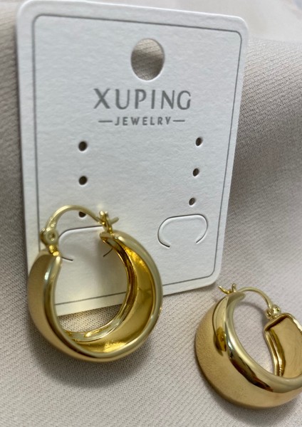 Xuping küpe 14K Altın Kaplama Hediyelik Suya Dayanıklı Kadın Küpe Gold Büyük Kalın Halka Şık Modern Zarif Parlak Görünüm Minimal Gold Günlük Özel Gün Kullanımı Için Ideal fiyatları